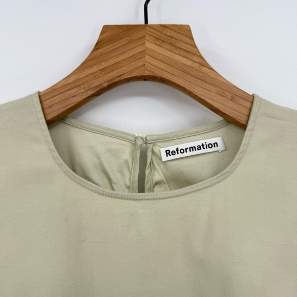 Reformation Beckett Tiered Mini Dress in Dried Herbs Size M - Picture 7 of 16